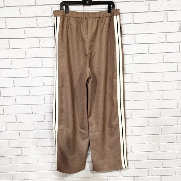 Anthropologie Mare Mare Brown Wide-Leg Pants with White Stripes,All Products : American Fashion Style Bags On Sale